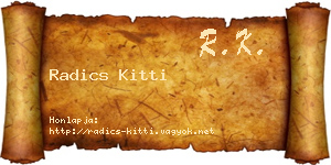 Radics Kitti névjegykártya